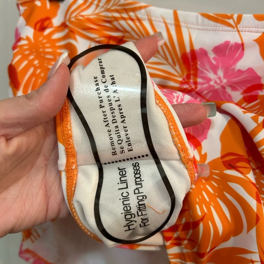 NWT Nicole Miller Tropical Swim Skirt Orange Pink Floral Cover-Up Bottom Size XL - Picture 6 of 8